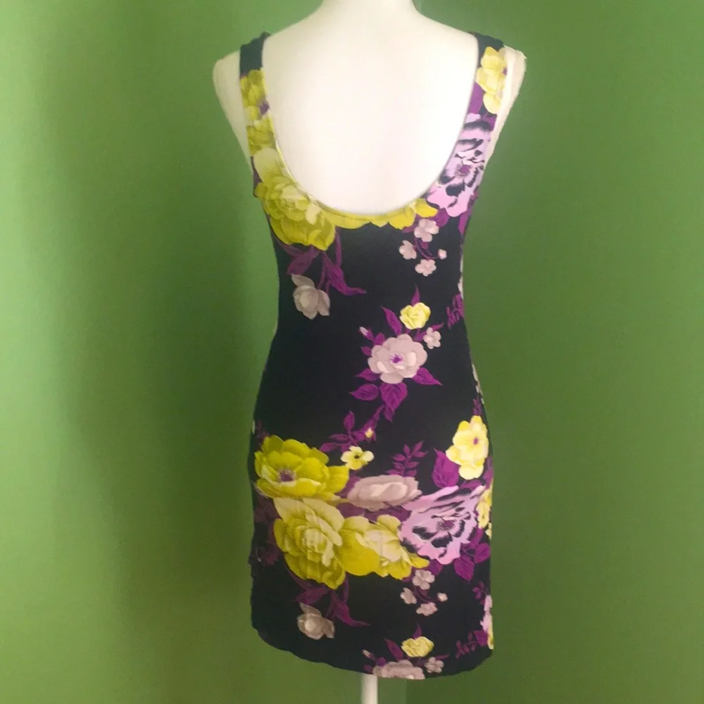 Free People black‎ floral sleeveless mini dress S/P